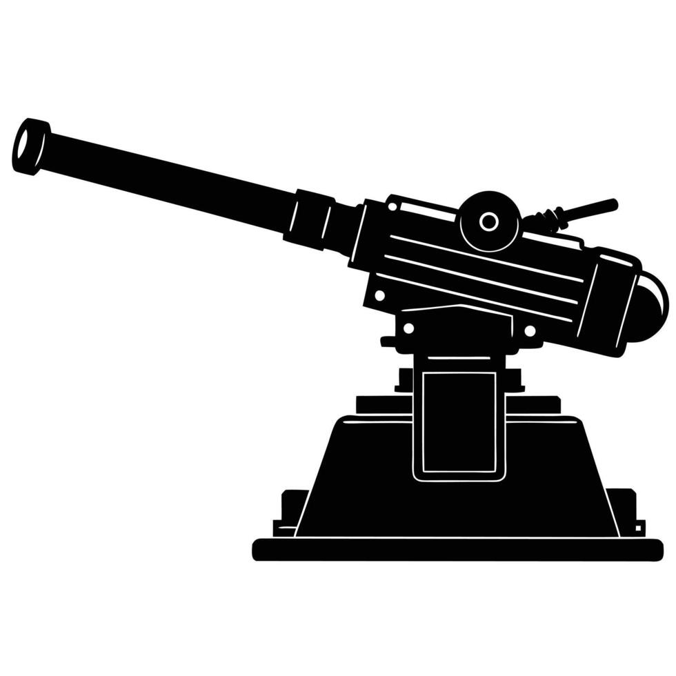 Silhouette of Mounted Anti Aircraft Gun vector