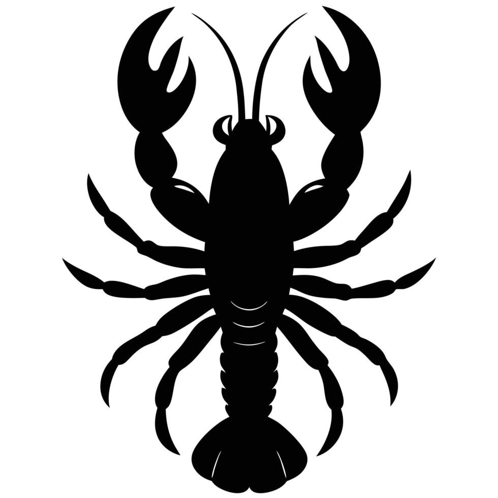 a silhouette of a lobster with its large claws extended vector