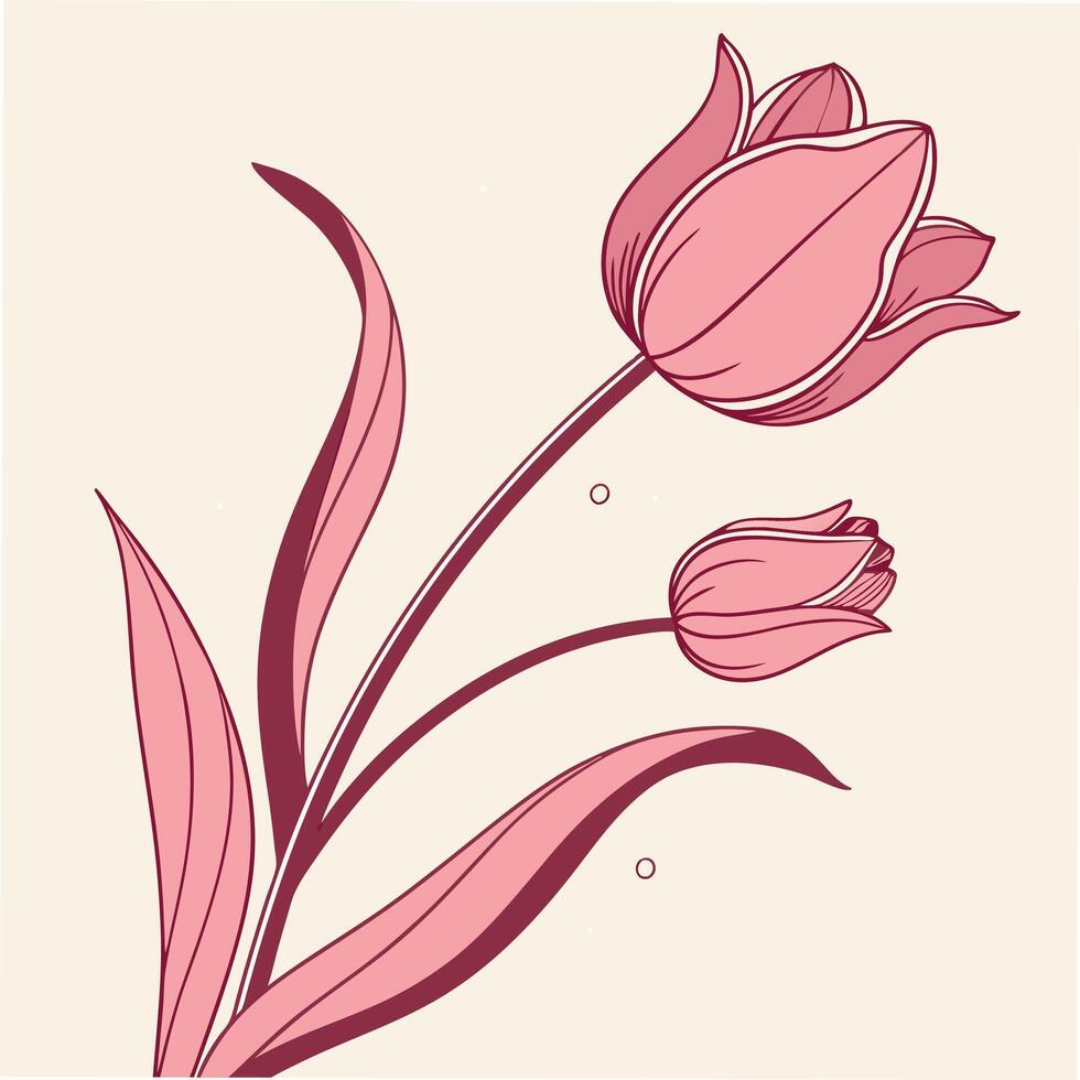 Bright Pink Tulip with Delicate Flowing Edges vector