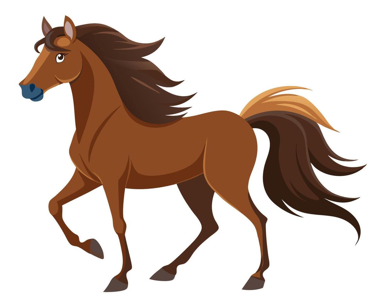 graceful horse with flowing mane and sleek brown coat vector