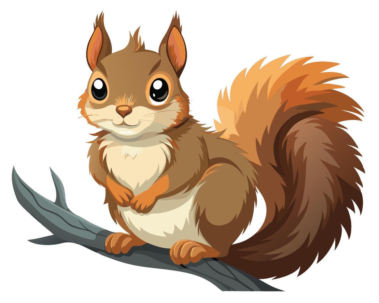realistic squirrel with fluffy fur and large eyes perched vector