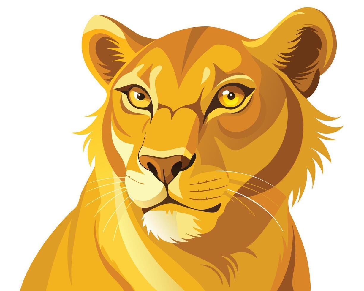 lioness with golden fur and focused eyes on a hunt vector