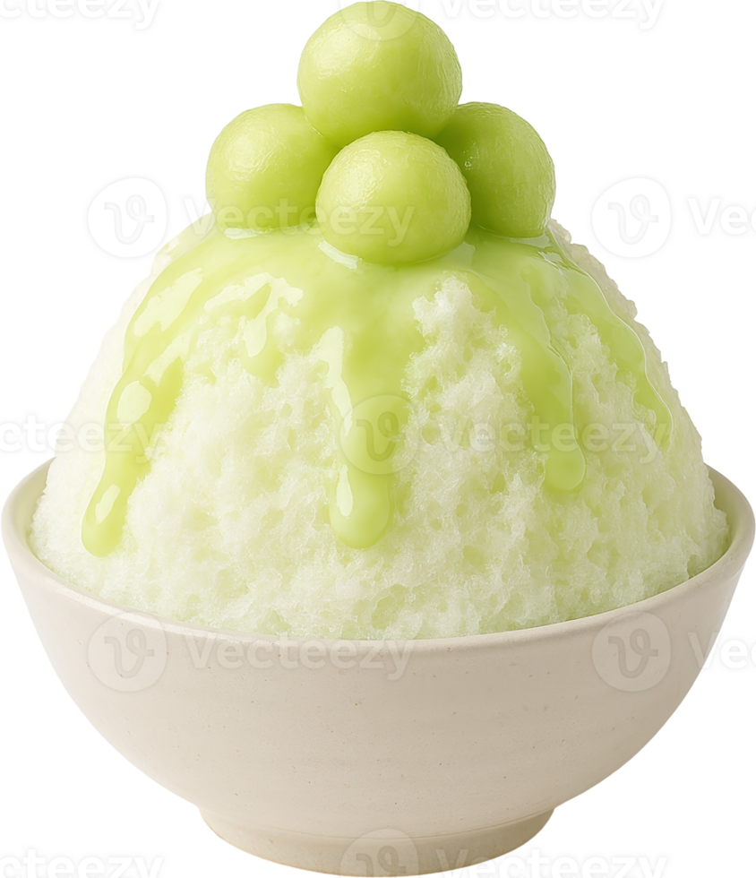 Melon and Condensed Milk Kakigori Japanese Shaved Ice Dessert png