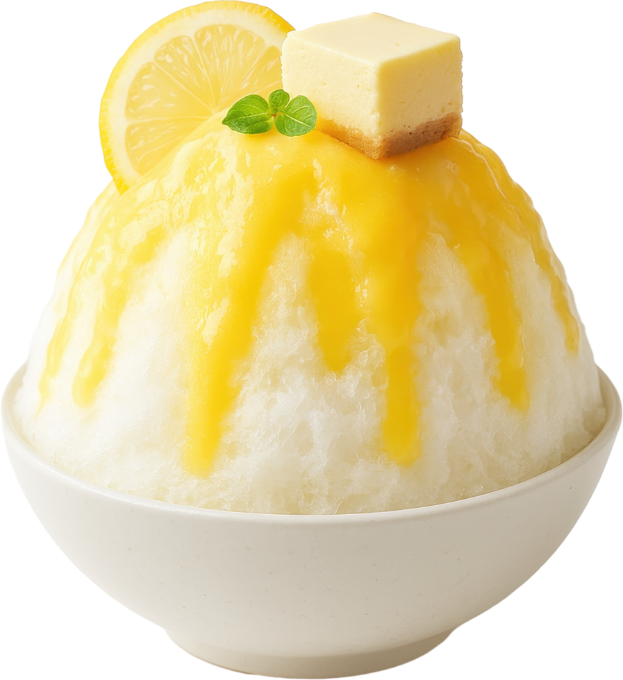Lemon Cheese Cake Japanese Shaved Ice Dessert png
