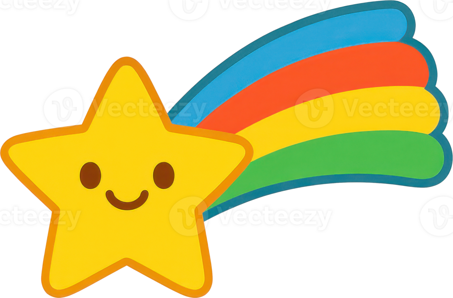 Cheerful Kawaii Star and Rainbow, t embodying the whimsical and playful style of the Y2K Kawaii Pop aesthetic png