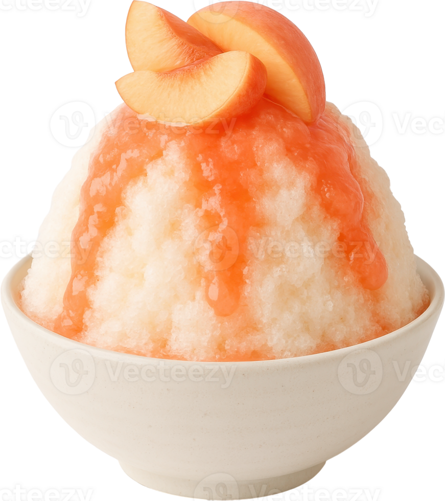 White Peach Shaved Ice Dessert png