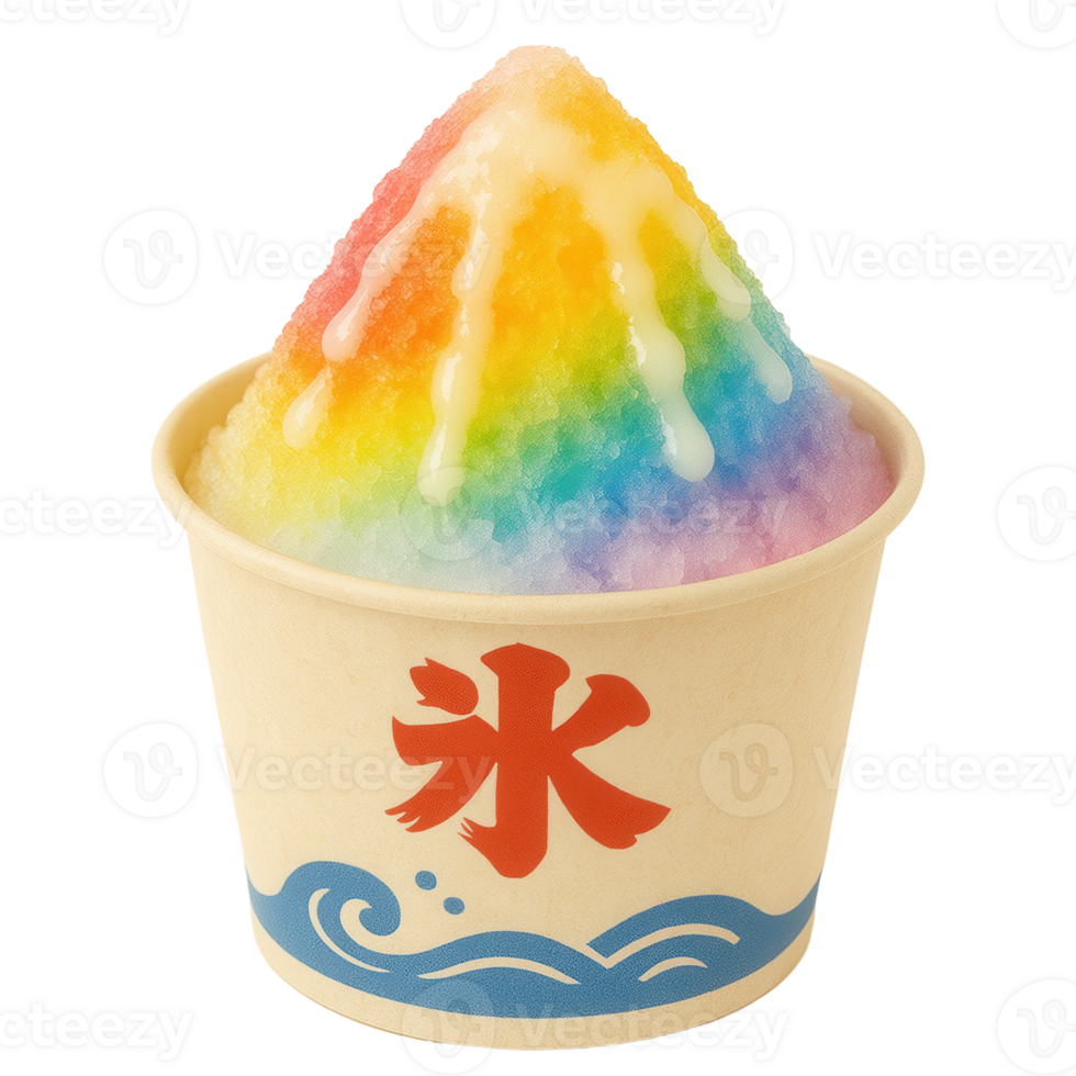 Vibrant Rainbow Kakigri with Creamy Condensed Milk png