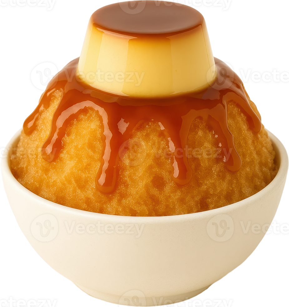 Caramel Pudding Kakigori Japanese Shaved Ice Dessert png
