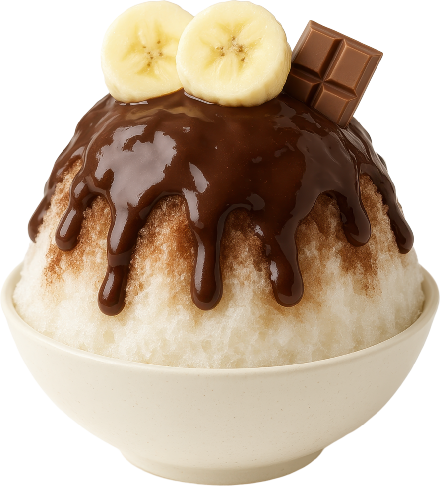 Choco Banana Kakigori Japanese Shaved Ice Dessert png