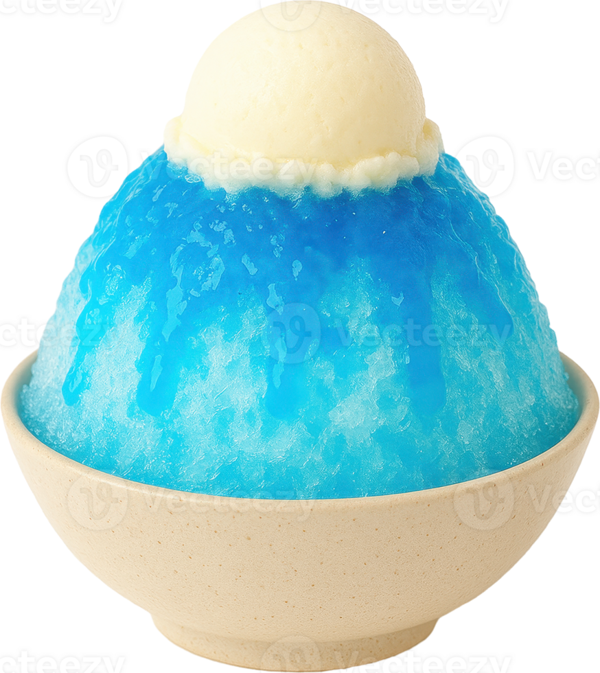 Blue Hawaii Kakigori Japanese Shaved Ice Dessert With Vanilla Ice Cream png