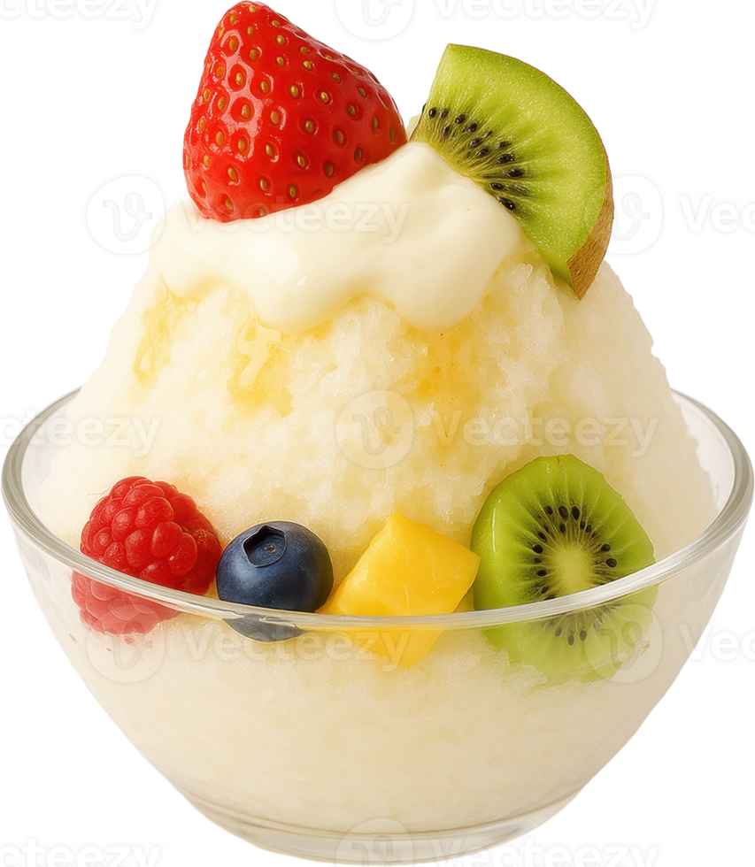 Frozen Yogurt with Fresh Fruit Garnish png