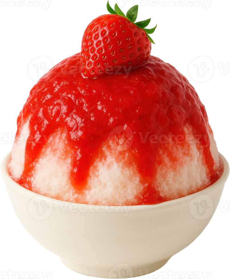 Vibrant strawberry shaved ice dessert png