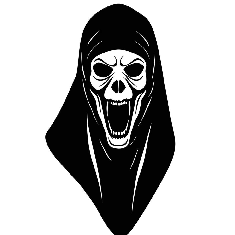 a terrifying horror mask against a dark background vector