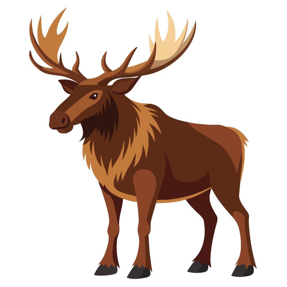 majestic moose with large antlers and thick fur vector