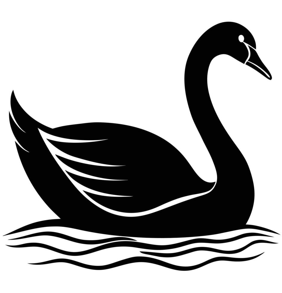 a graceful swan swimming across a lake vector