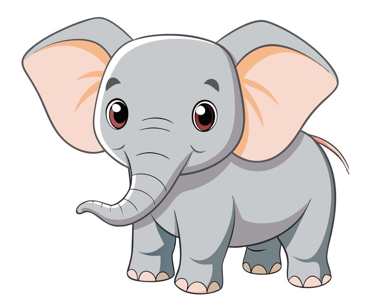 a baby elephant with large ears and wrinkled skin vector