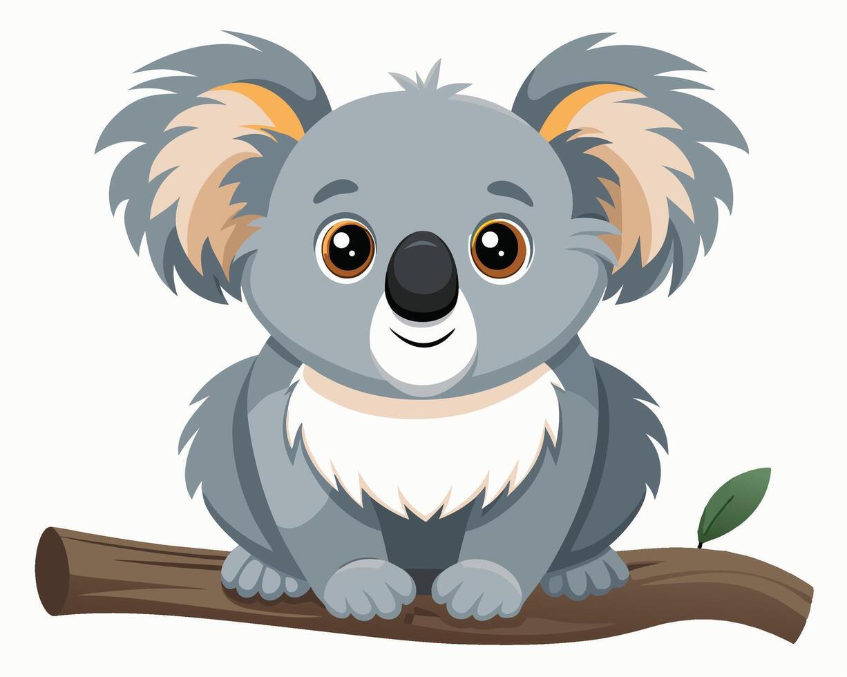 close up of a koala with soft gray fur and large eyes vector