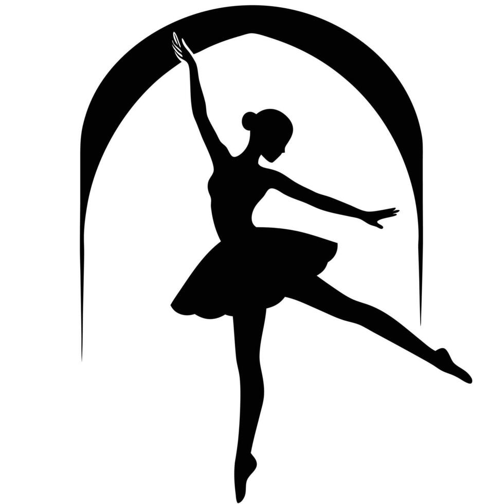 Ballet dancer silhouette balanced on one toe vector