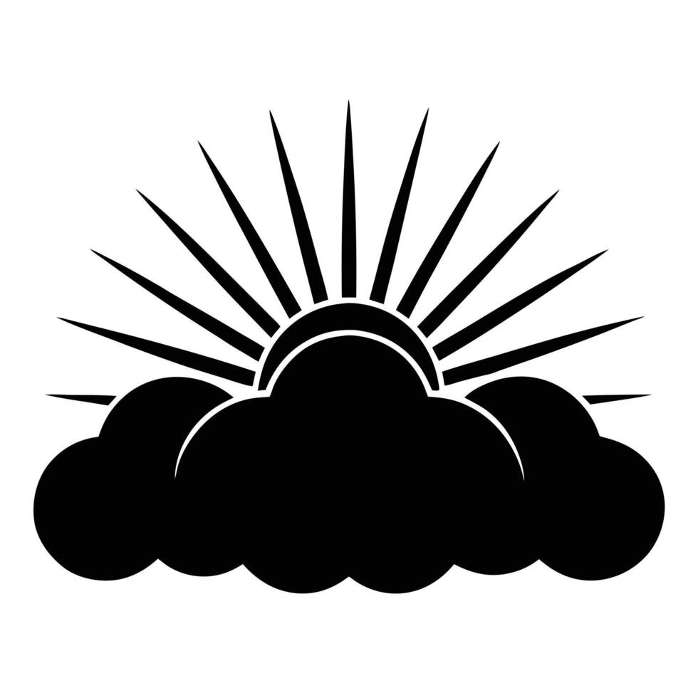 Cloud silhouette logo with rays of sunlight vector