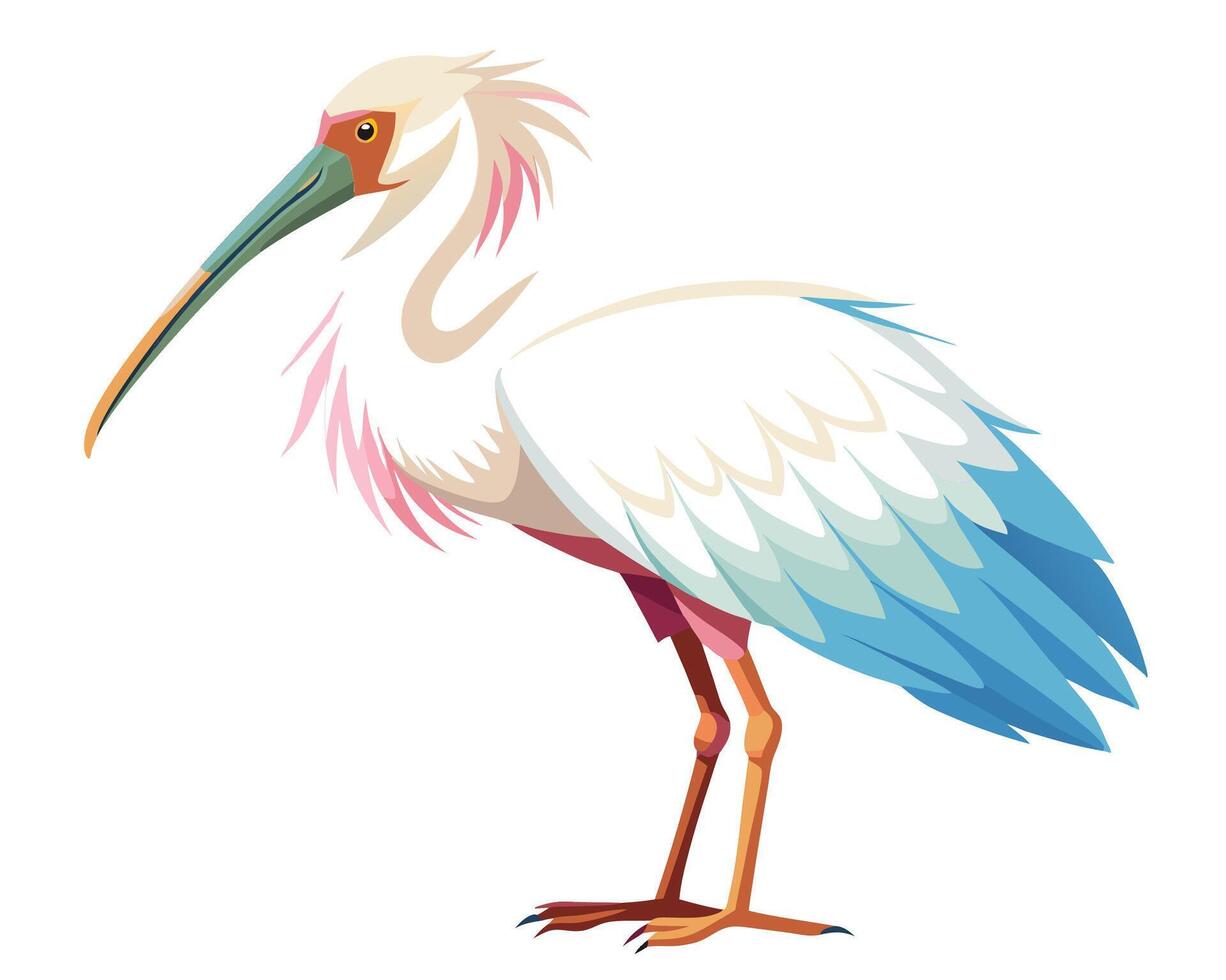 a vivid watercolor of a eurasian spoonbill with its elegant neck vector