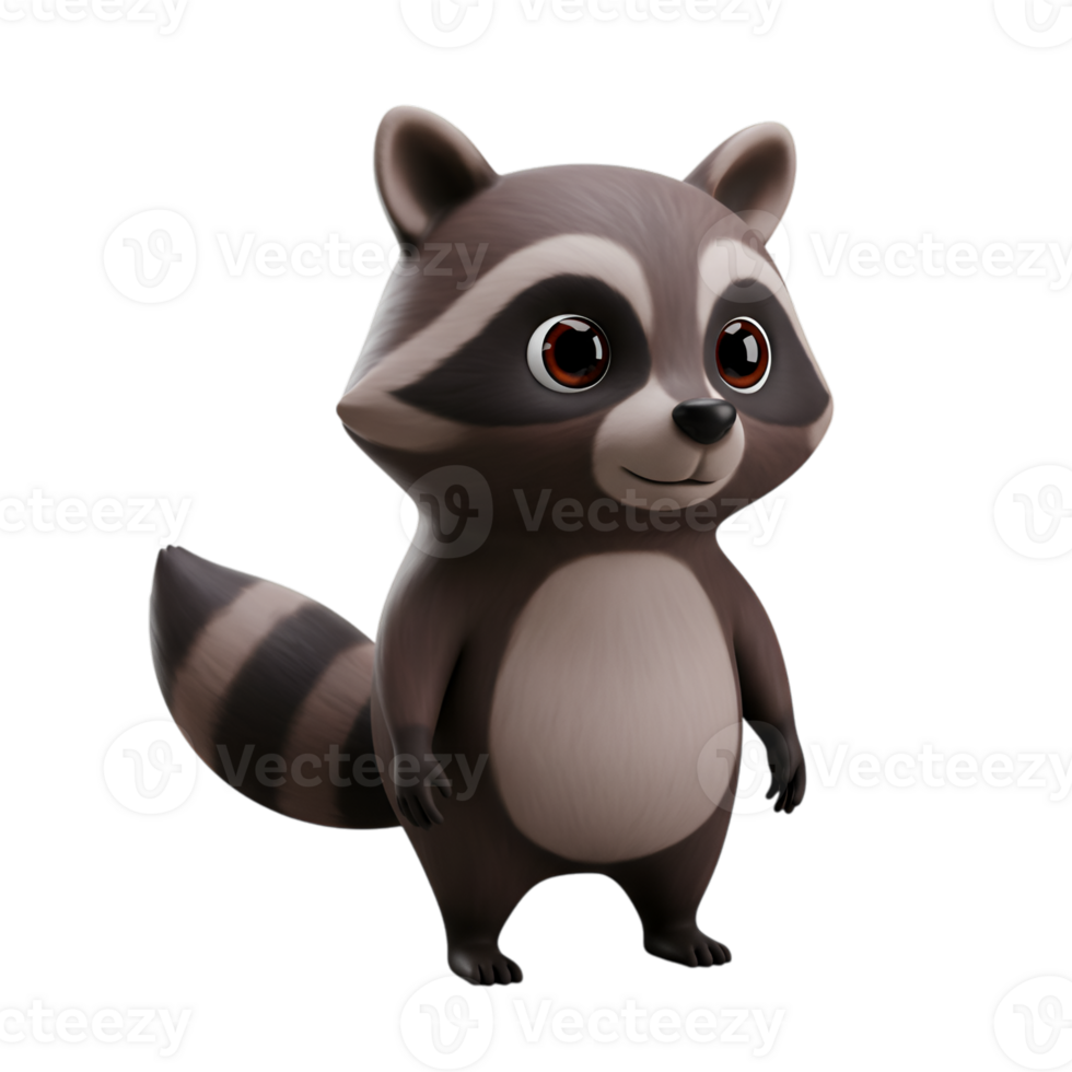 Adorable Cartoon Raccoon Character with a Transparent Background for Design Projects png