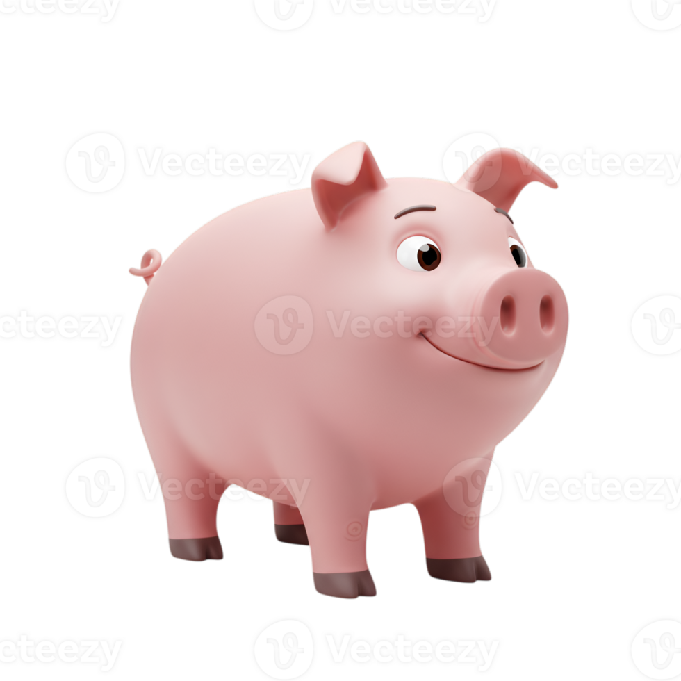 Charming cartoon pig illustration with a transparent background, suitable for a variety of creative projects png
