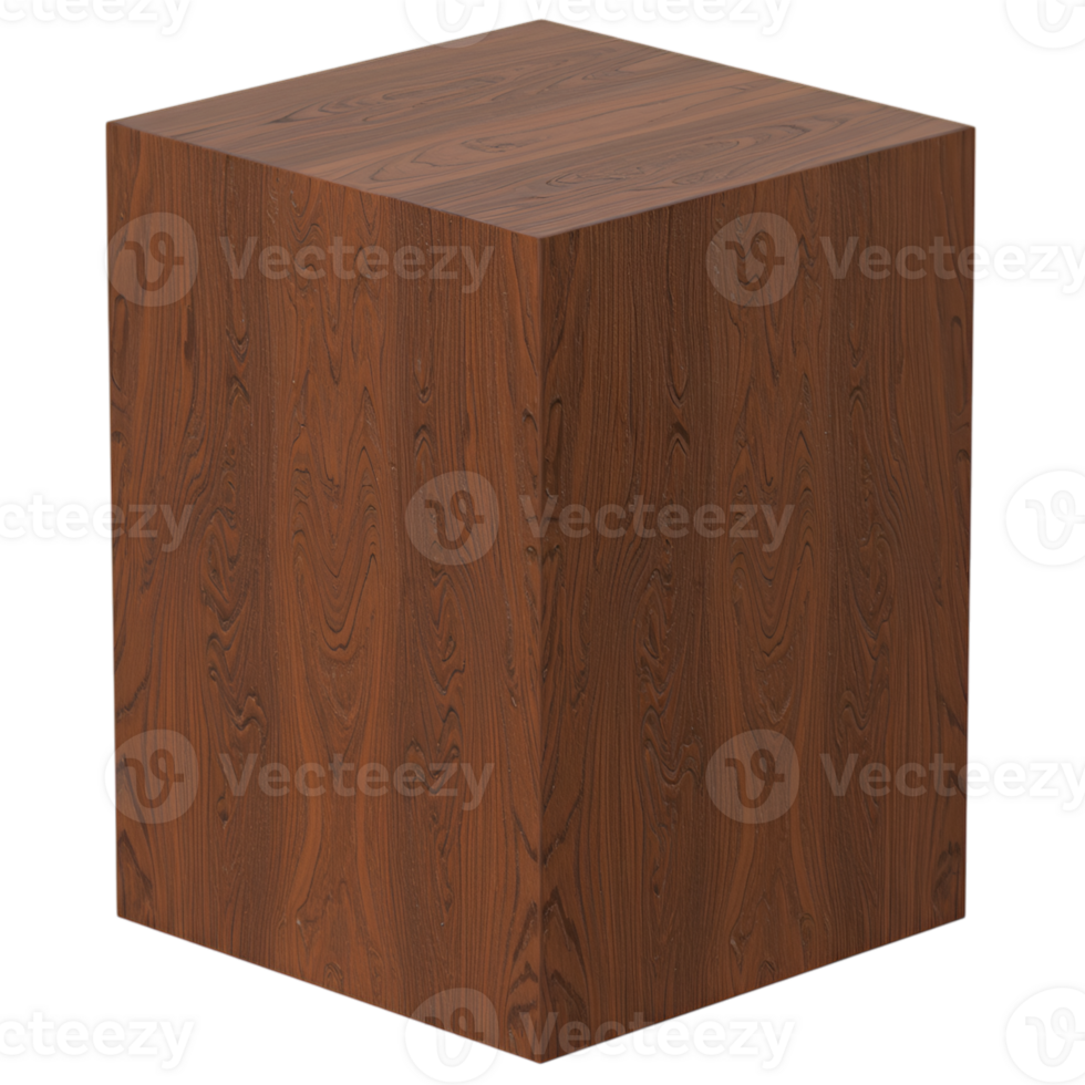 Brown Wood Grain Texture Cube Isolated on Transparent Background png