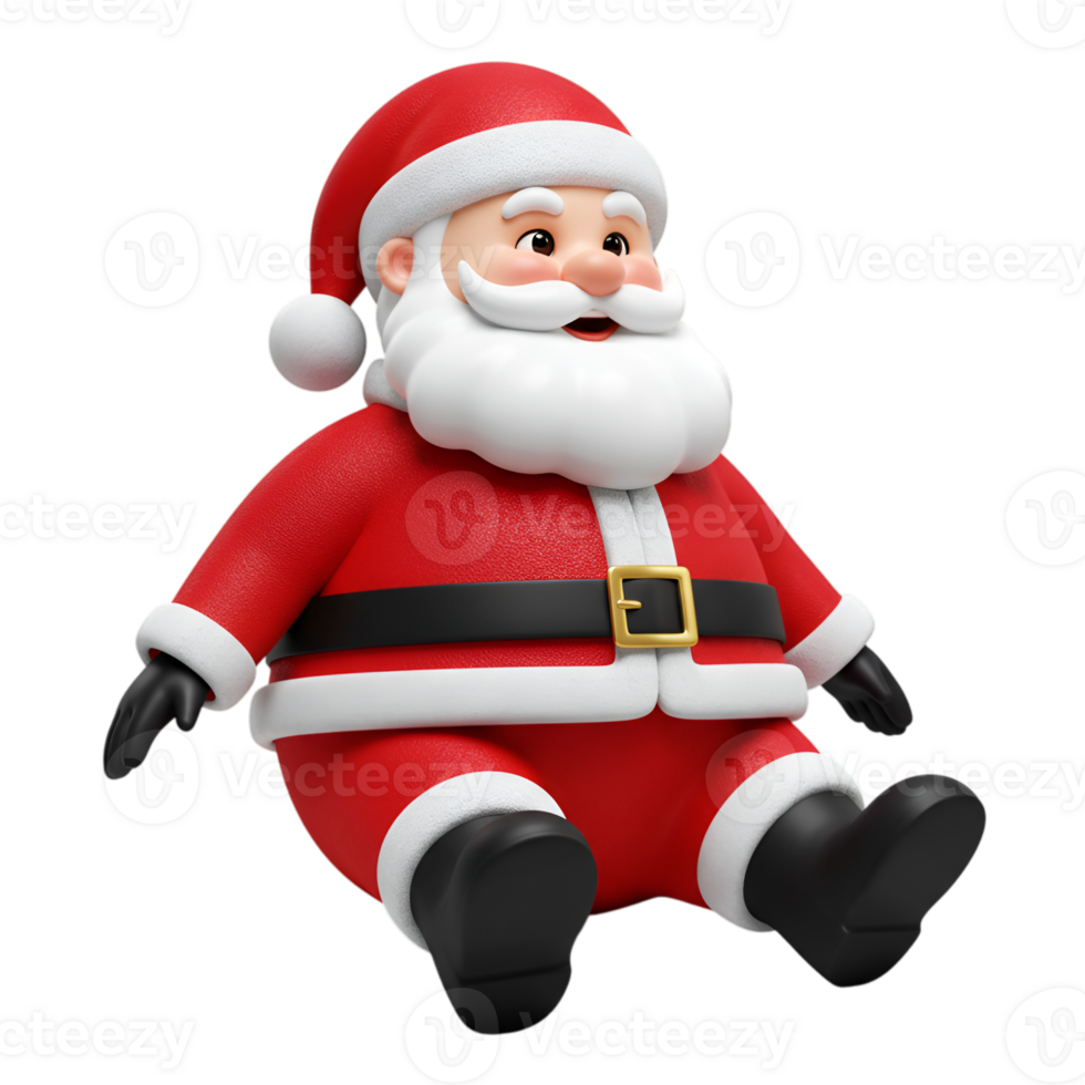 Cheerful Santa Claus Cartoon Character Sitting Isolated with Transparent Background png