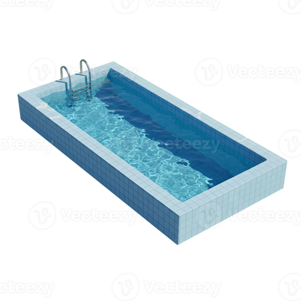 3D Rendering of a Rectangular Swimming Pool with Ladder on Transparent Background png