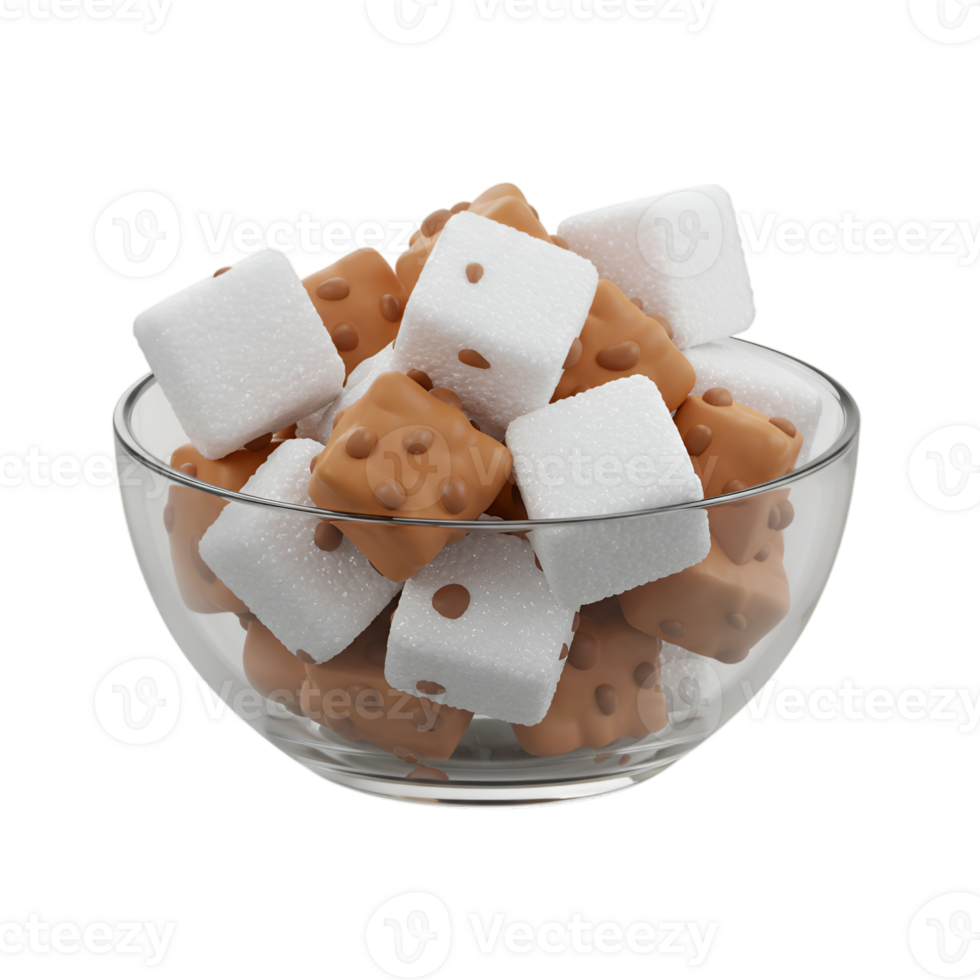 A Tempting Pile, Sugar Cubes and Cookie Cubes in a Transparent Bowl png