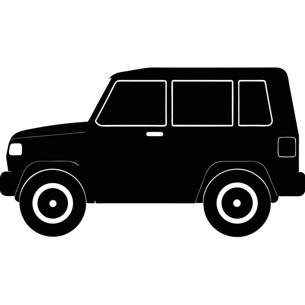 a silhouette of a compact suv with a raised body and large wheels vector