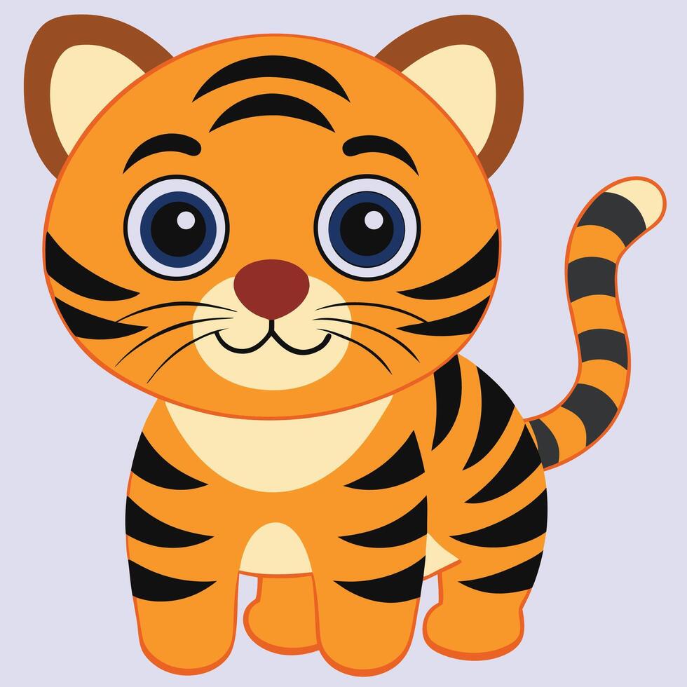 tiger with vivid orange and black stripes set at jungle vector