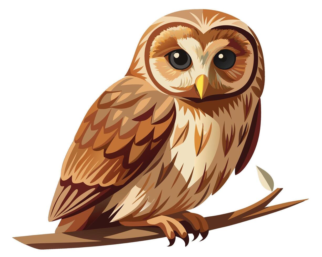 a graceful watercolor of a tawny owl with soft feathers vector