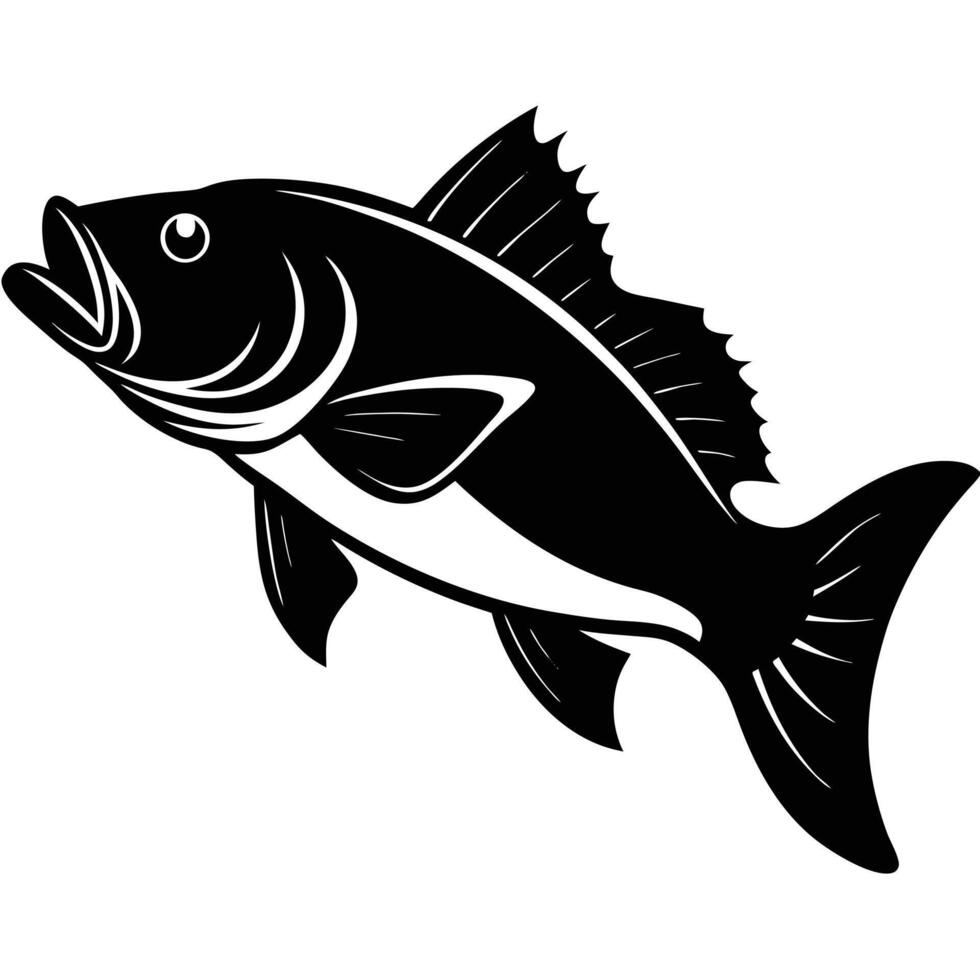 the silhouette of a bass fish with its powerful body vector