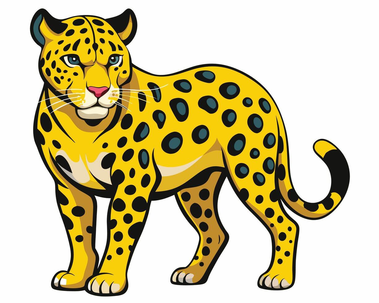 leopard with its muscular build and vivid yellow coat vector