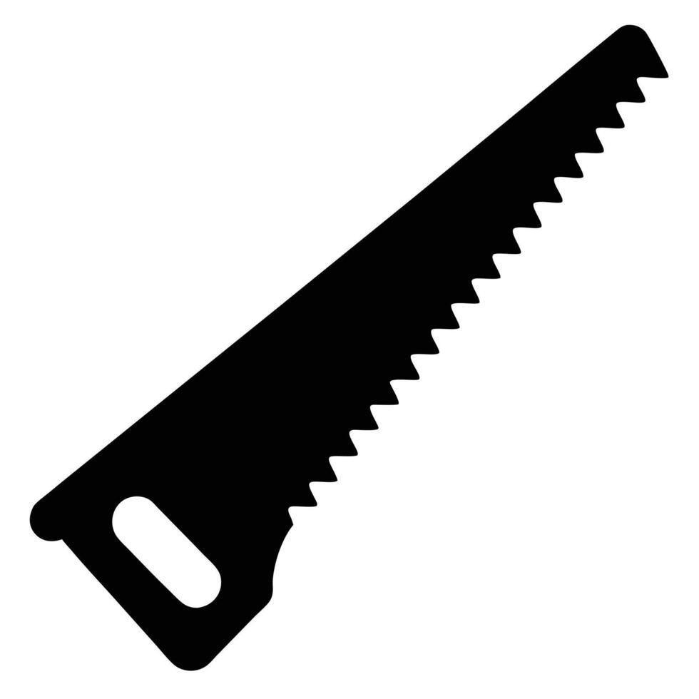 a silhouette of a hand saw with a serrated edge vector