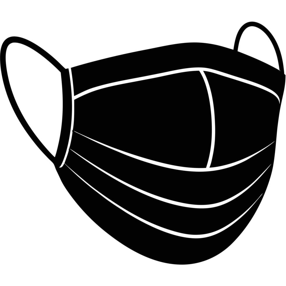 a surgical mask worn over a face with ear loops visible vector