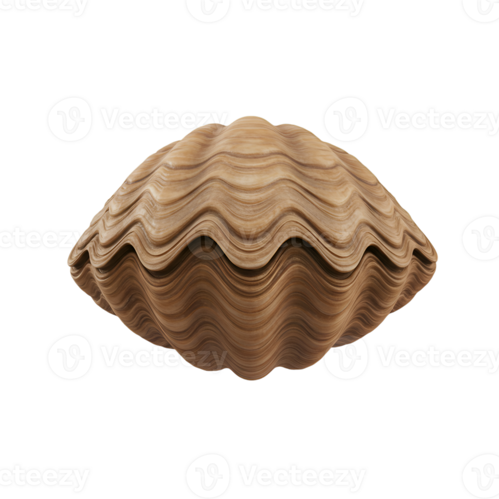Detailed rendering of a clam shell with wavy patterns isolated on a transparent background png