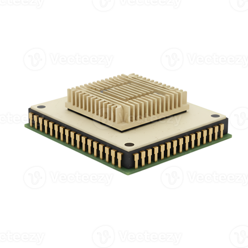 Detailed 3D Render of a Central Processing Unit with Cooling System, on a Transparent Background png