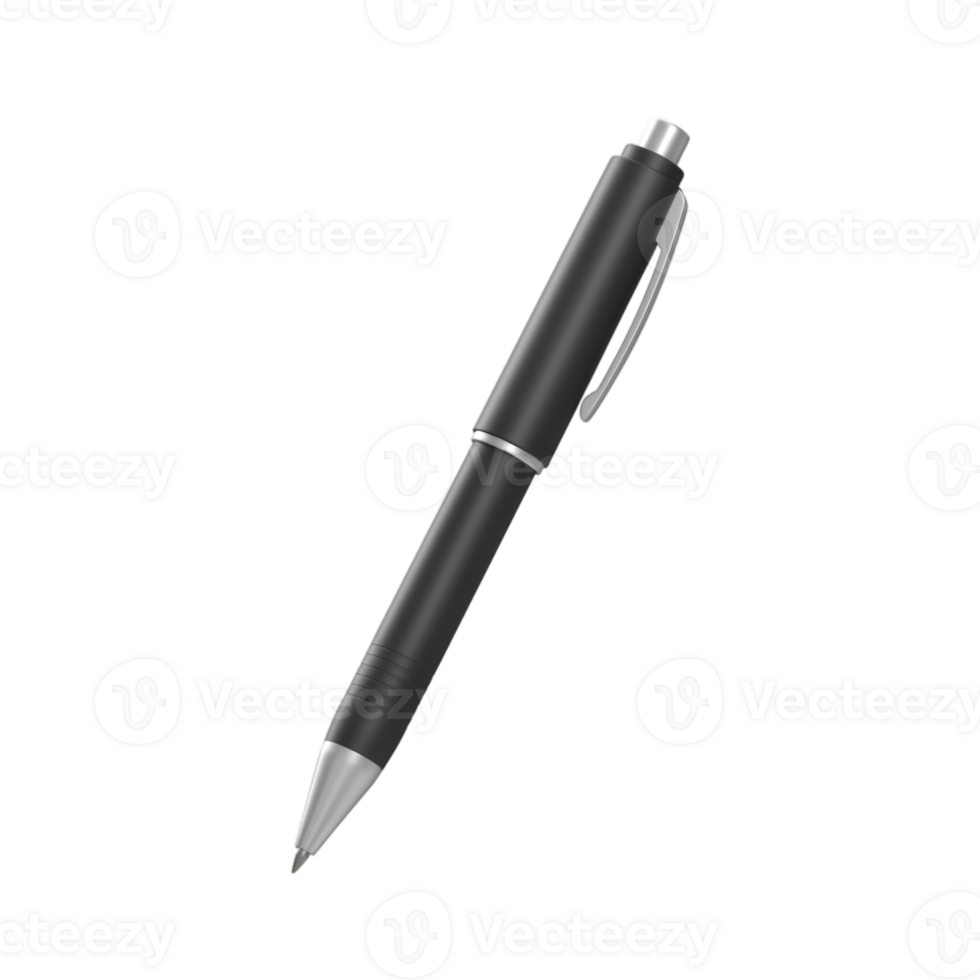 Elegant black and silver pen floating on a transparent background, perfect for design assets png