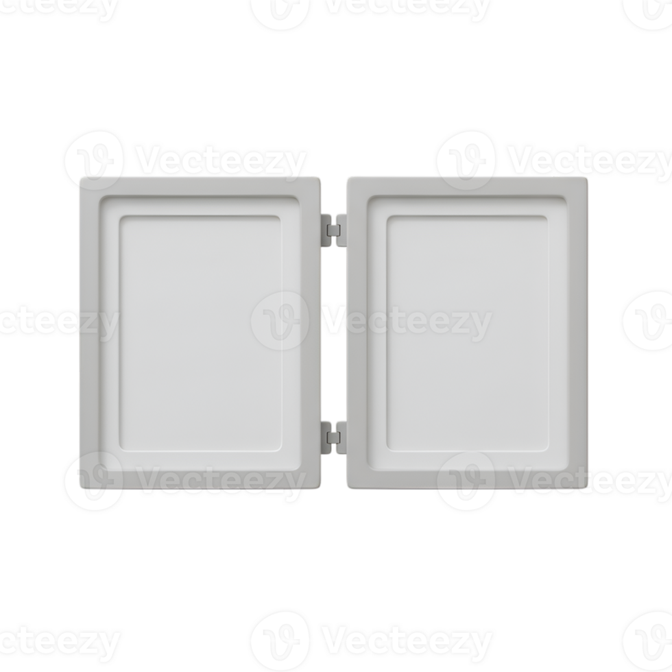 Elegant bi-fold frame with white matte finish on a transparent background png