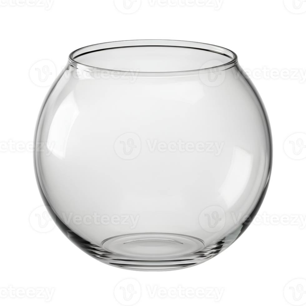 Elegant Clear Glass Fish Bowl Isolated on Transparent Background, Aquatic Container png