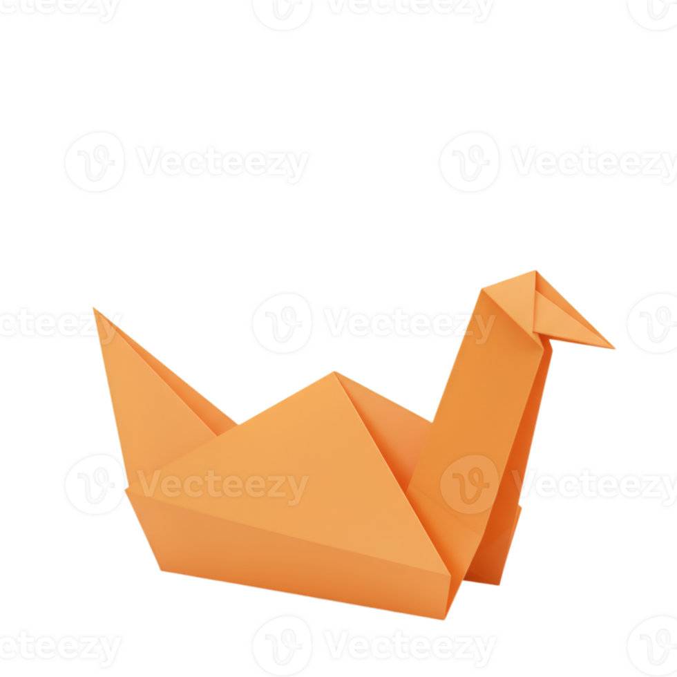 Elegant Orange Origami Crane Standing on a Transparent Background png
