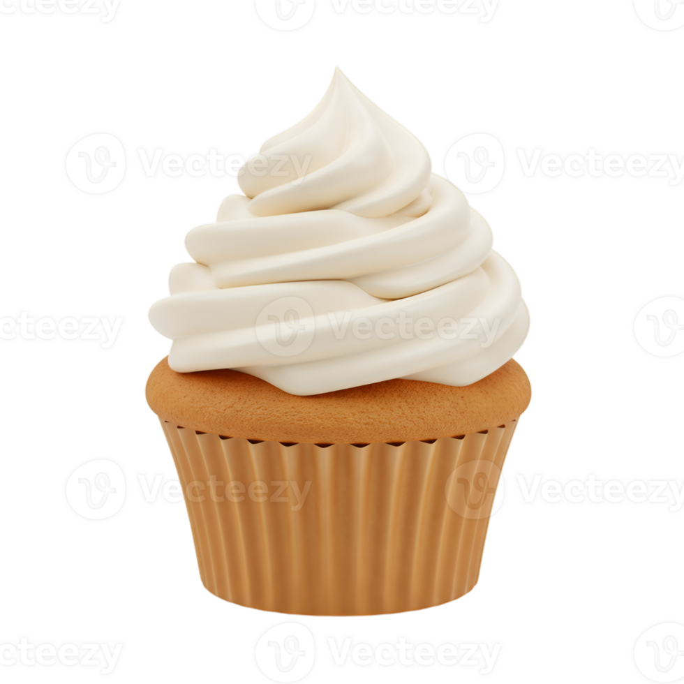 Delicious Cupcake with Creamy Vanilla Frosting on Transparent Background png