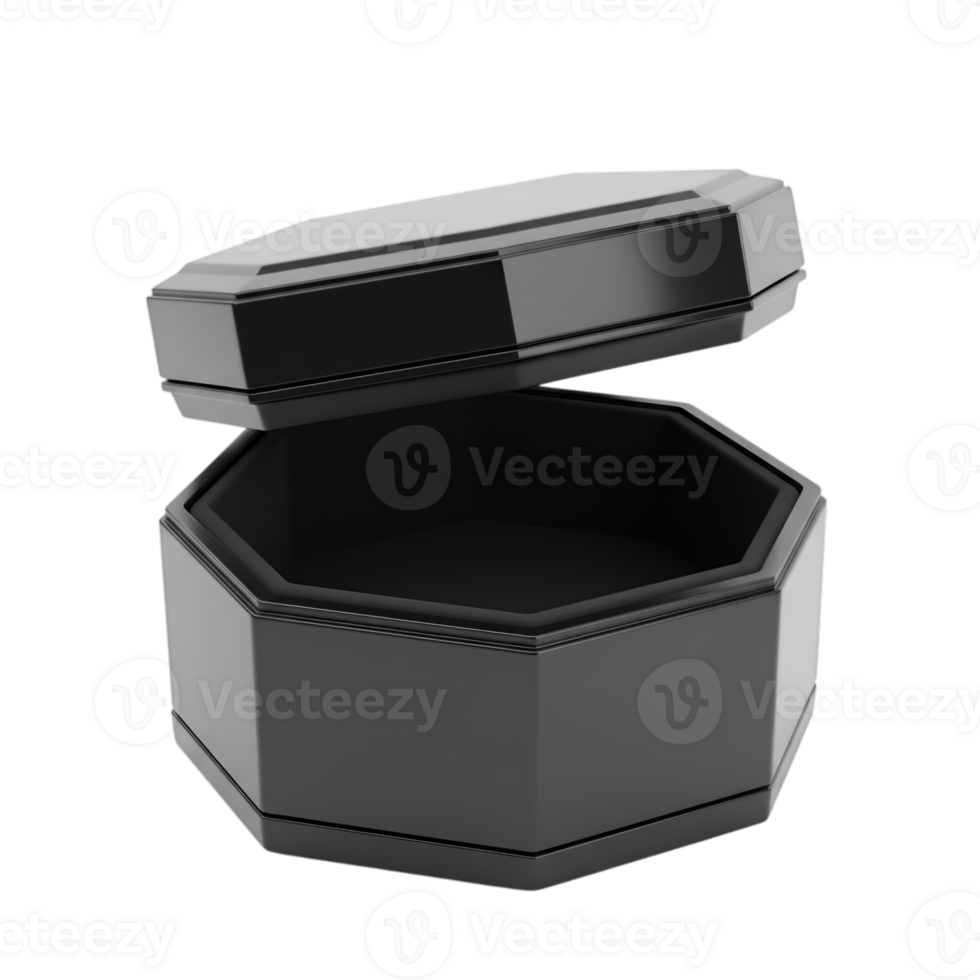 Elegant Black Box with Open Lid on Transparent Background Showcase png