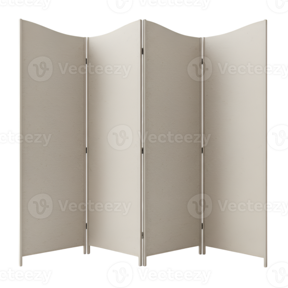 Elegant Beige Folding Screen Room Divider on Transparent Background png