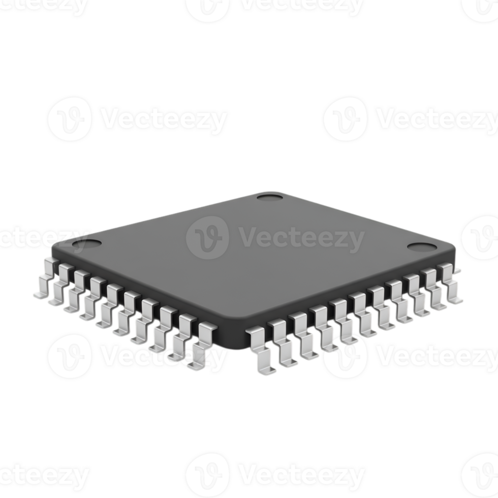 Detailed microchip rendering on transparent backdrop for professional use png