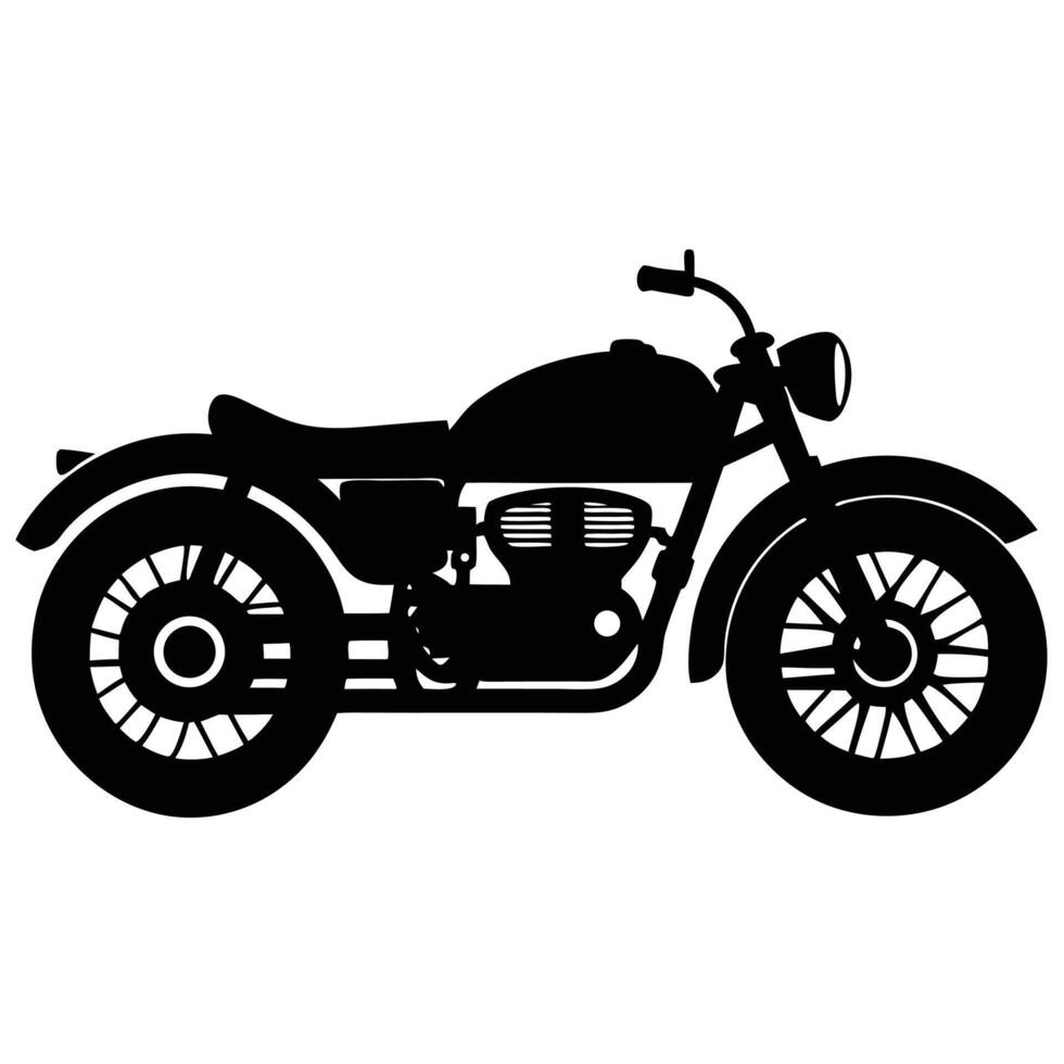 the outline of a classic motorcycle with a prominent engine vector