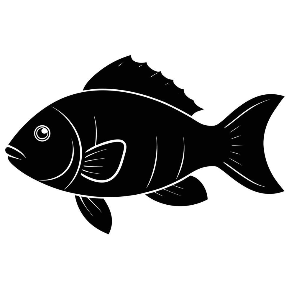 the silhouette of a tilapia with its rounded body vector