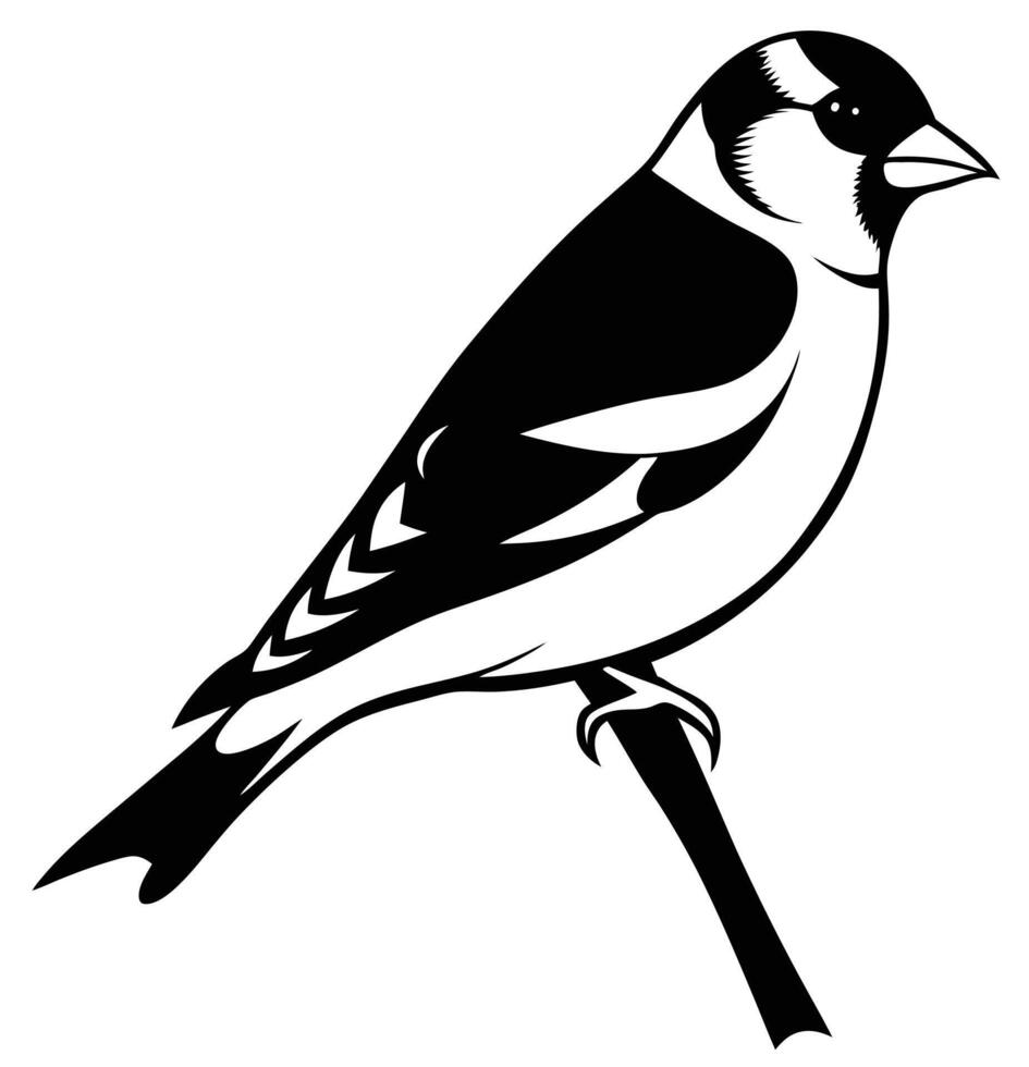 a bright goldfinch perched on a branch vector